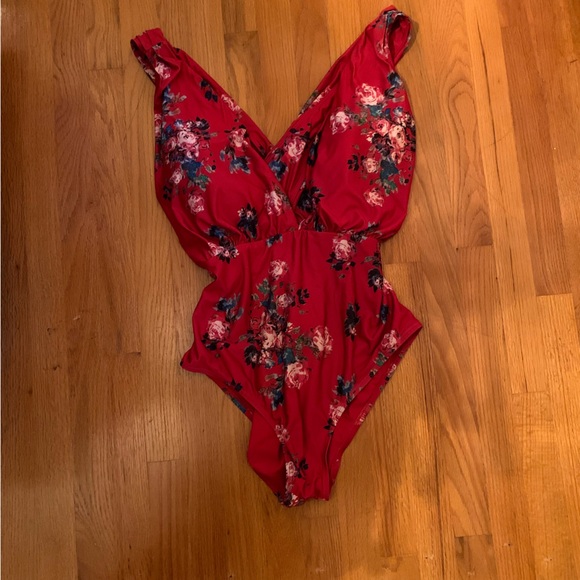ModCloth Red Floral One-Piece Swimsuit - Size 2X - Stunning Design! - Picture 2 of 10